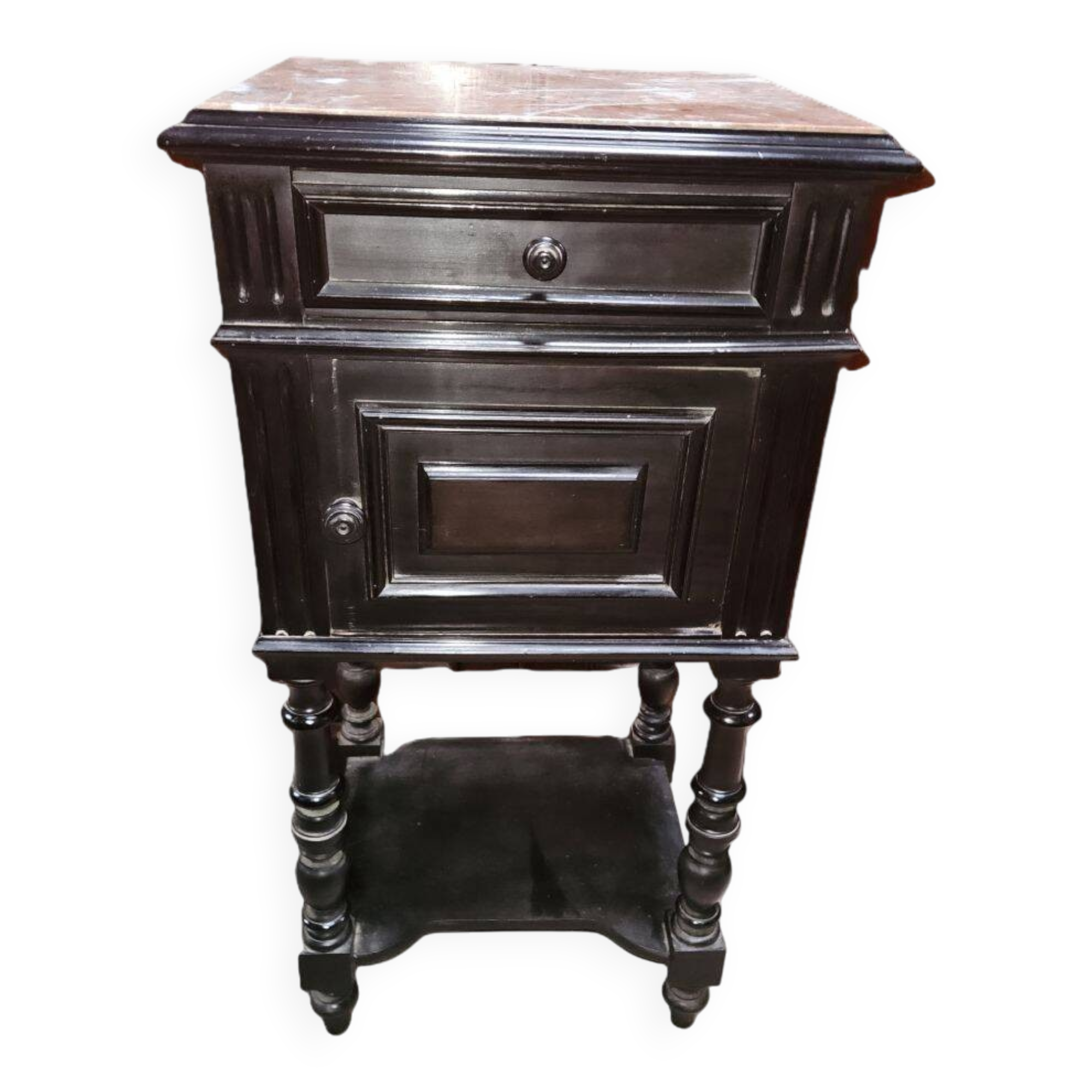Napoleon III Style Nightstand Blackened Wood