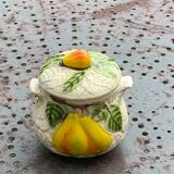 Slurry pattern pears and vintage glazed ceramic grape