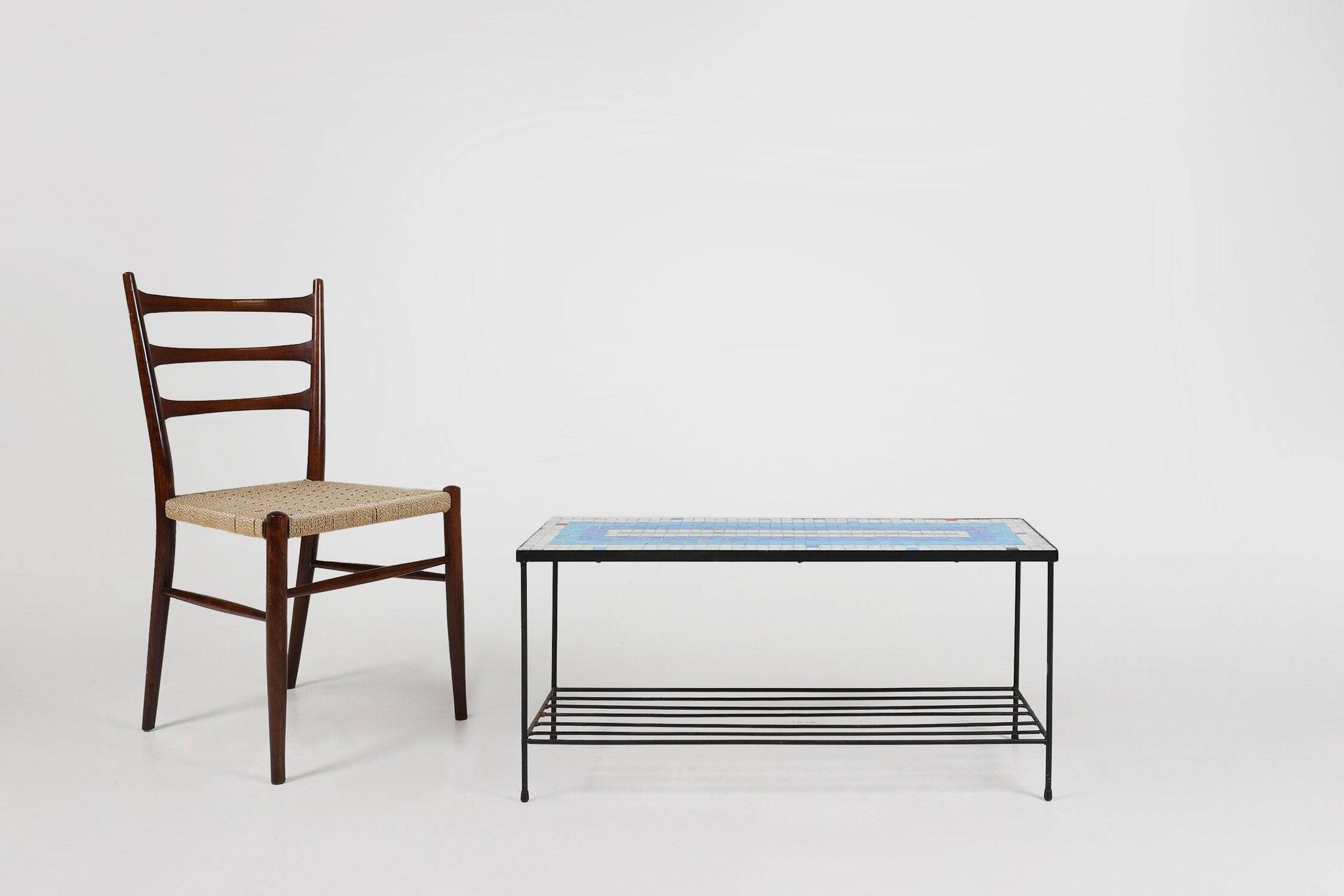 Mid-Century Mosaic Coffee Table with Metal Frame, France, 1950s