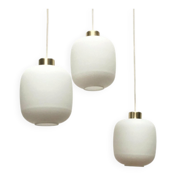 Mid-century German glass balloon pendant lamps, 1960s, set of 3.