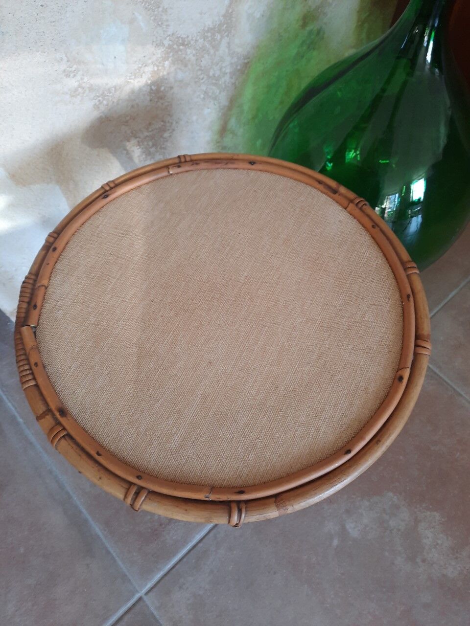 Rattan pedestal table