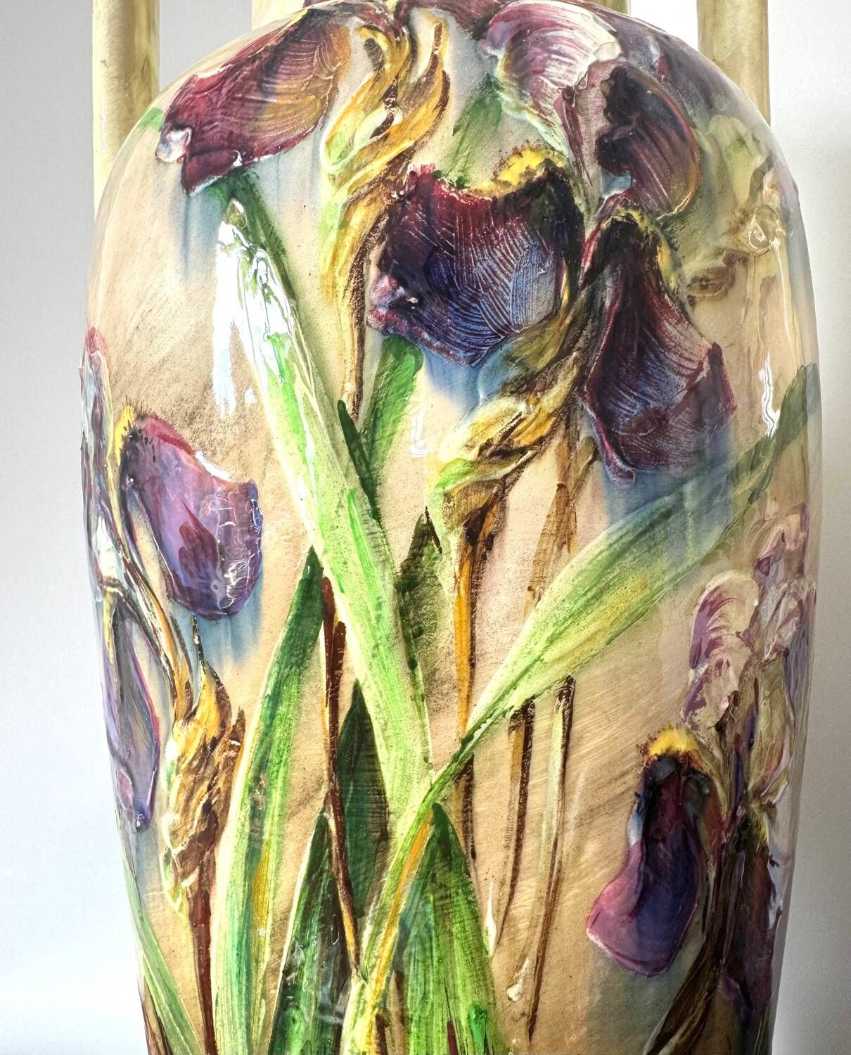 Pair of majestic Art Nouveau Vallauris vases by P. Perret