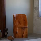 Chaise en souche en bouleau massif par un ébéniste suédois, Wabi Sabi, années 1950