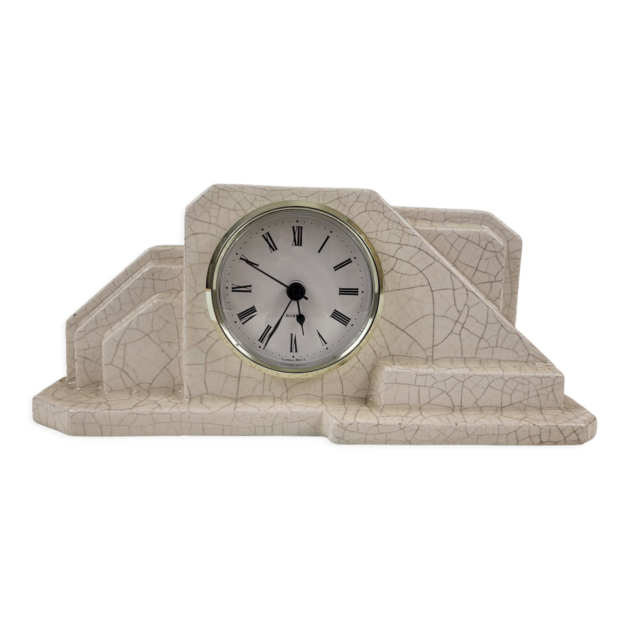 Art deco cracked earthenware clock