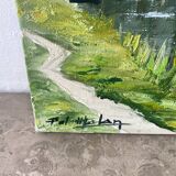 Signed river landscape