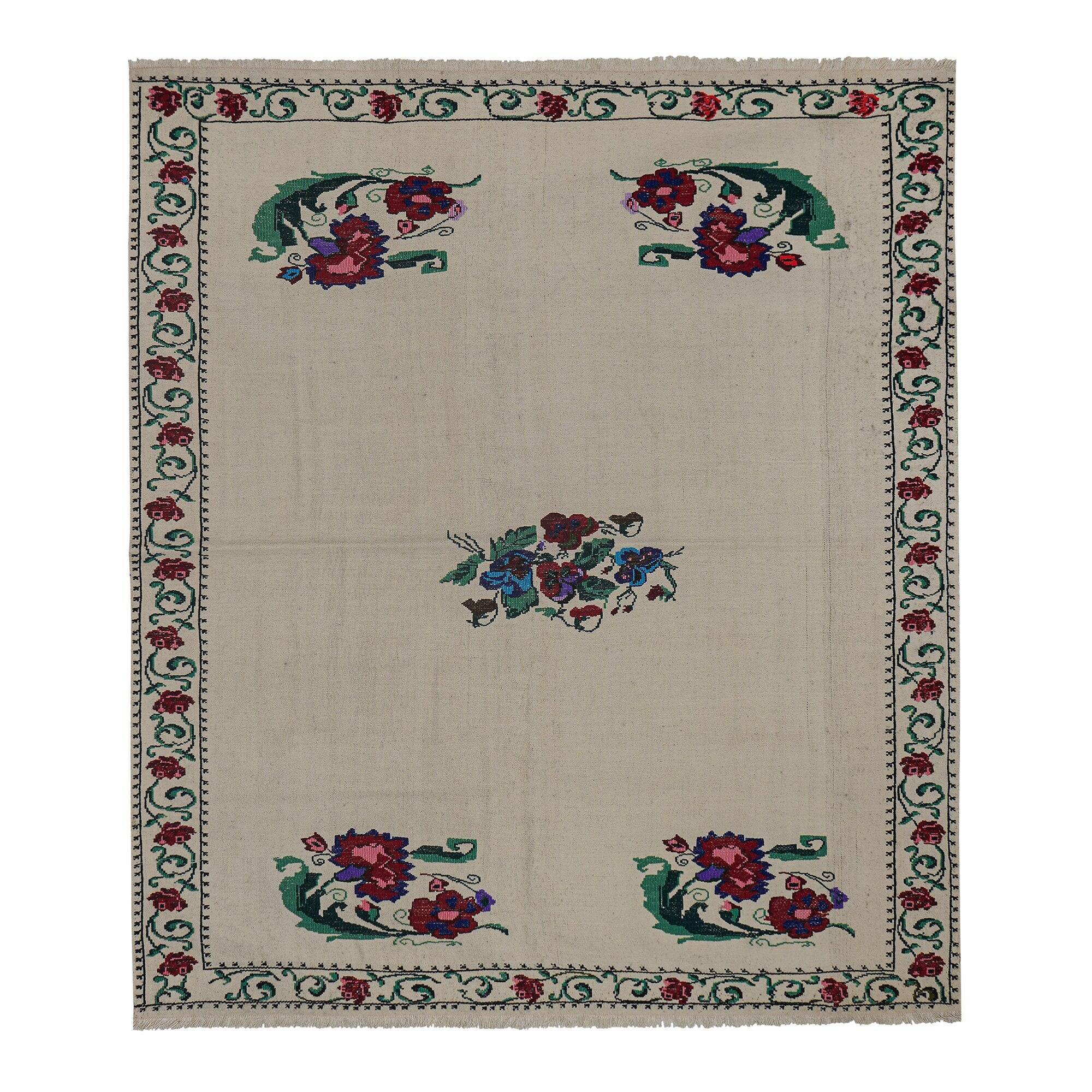Vintage Turkish kilim handwoven 167x198 cm