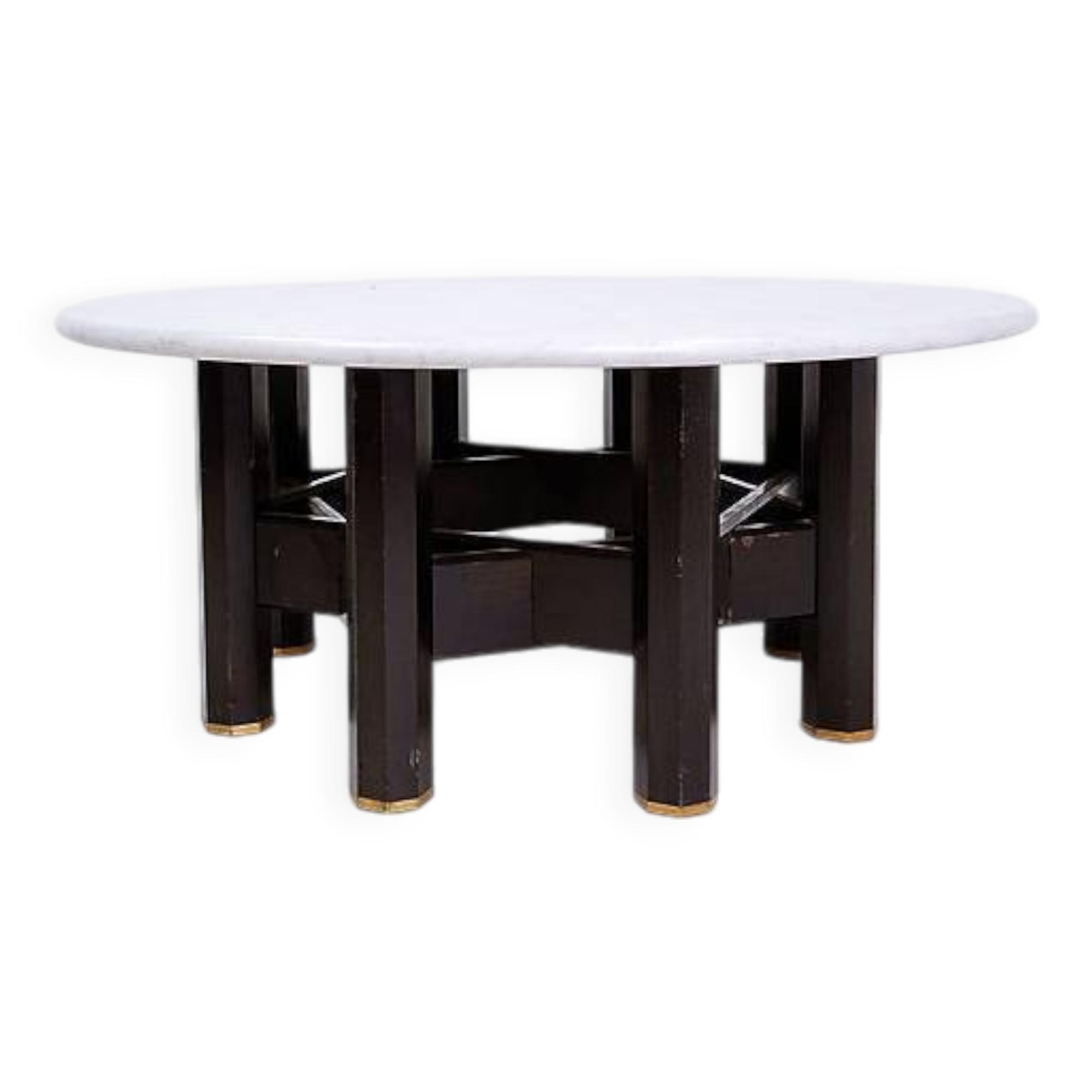 Jan Vlug Coffee Table with Round Marble Top - 1970s - Belgium