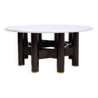 Jan Vlug Coffee Table with Round Marble Top - 1970s - Belgium