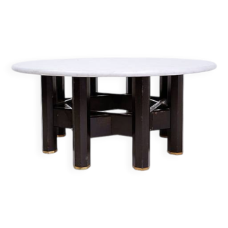Jan Vlug Coffee Table with Round Marble Top - 1970s - Belgium