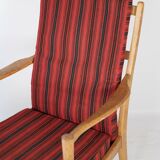 Oak armchair and striped fabric by Bjärnums Möbelfabrik from the 60s