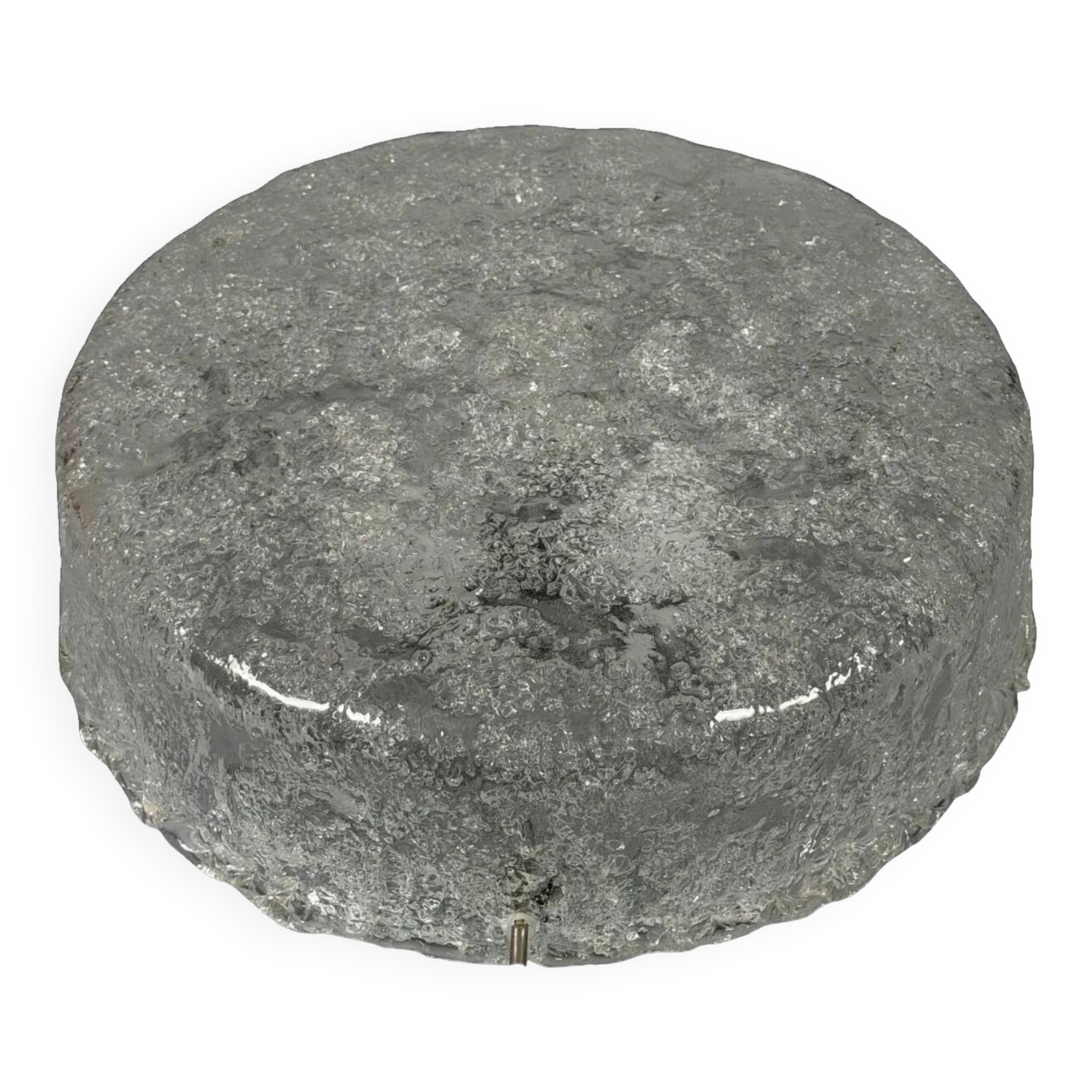 1960s 1970s Ceiling Light Flush Mount Ice Glass from Hillebrand Germany