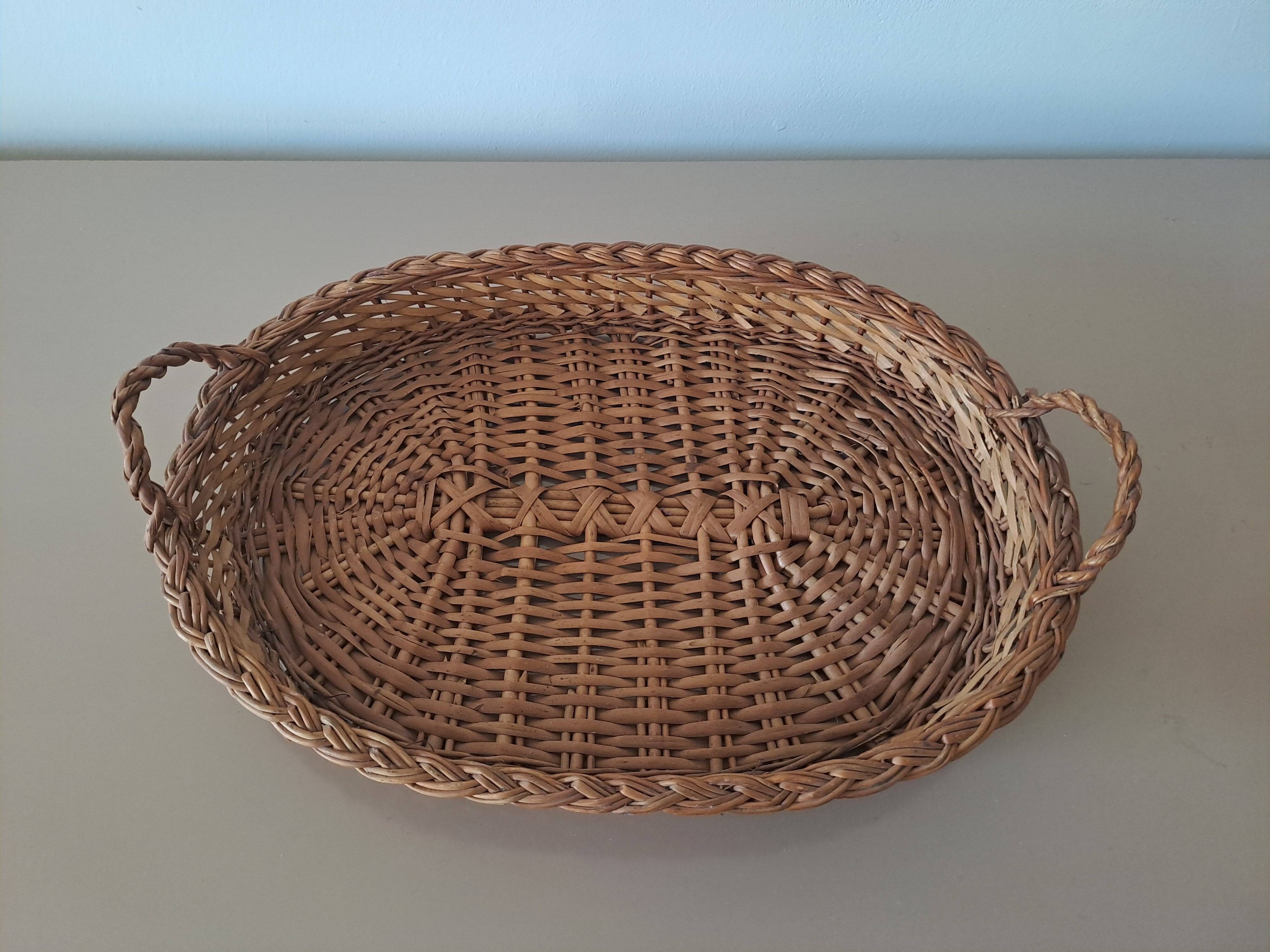 Woven rattan tray - handmade