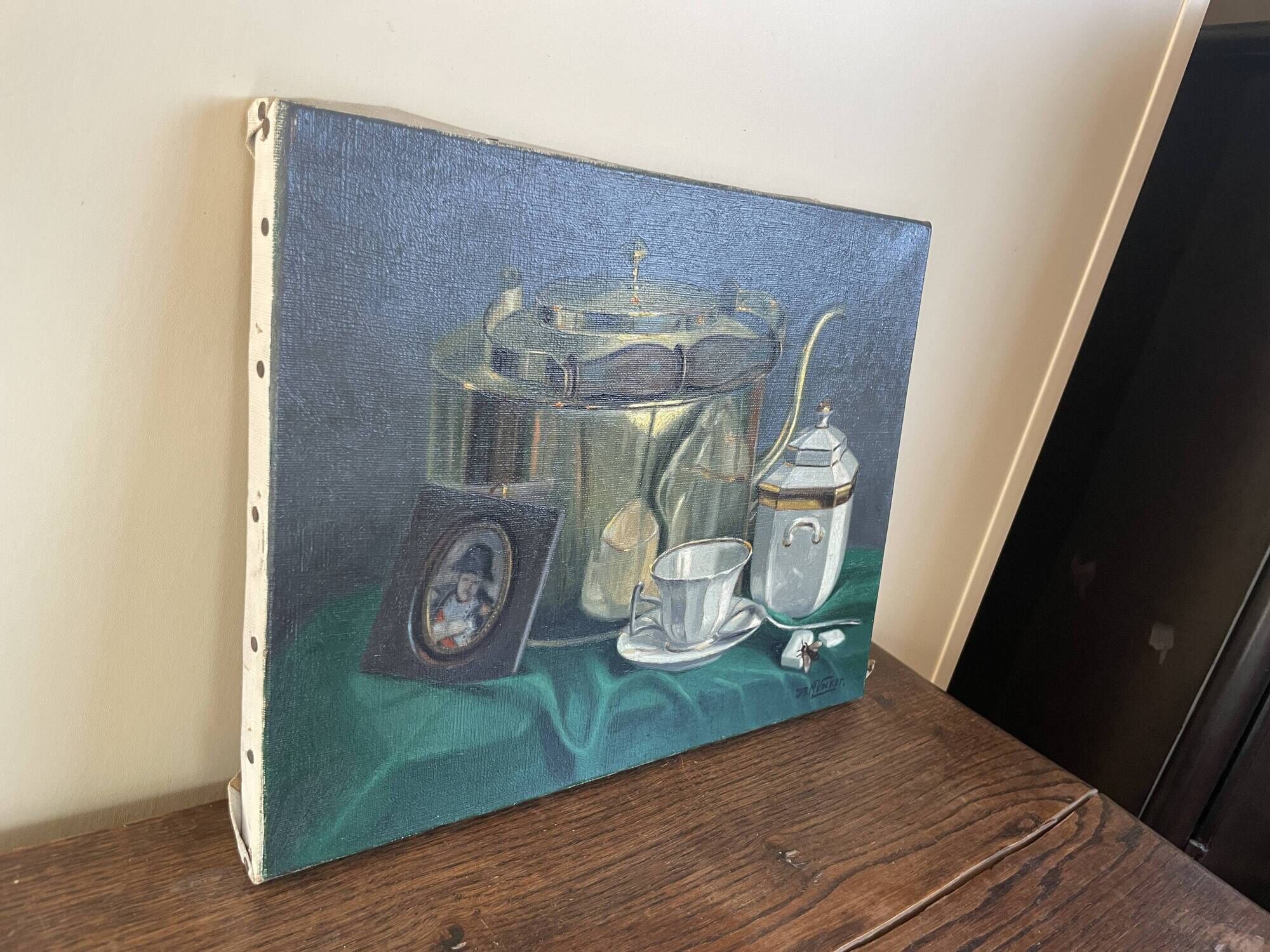 Oil painting on canvas jb maurice vecker (1896-1998) still life