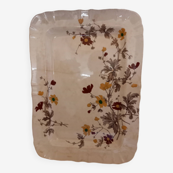 Ancien grand plat de service à décor floral,  céramique anglaise de Nangarw, Minton, début du XIXème