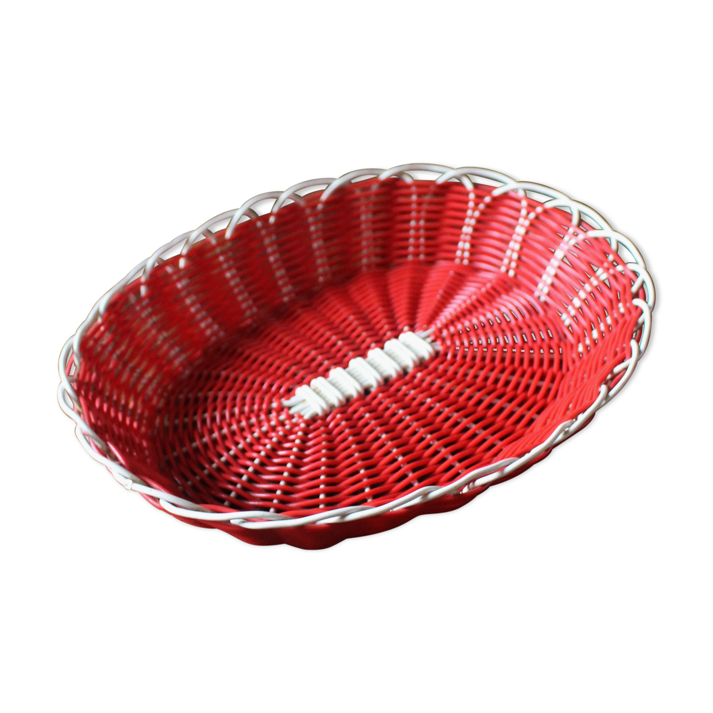 Vintage scoubidou white red basket