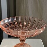 Pink glass coupe footed H20 D 15.5