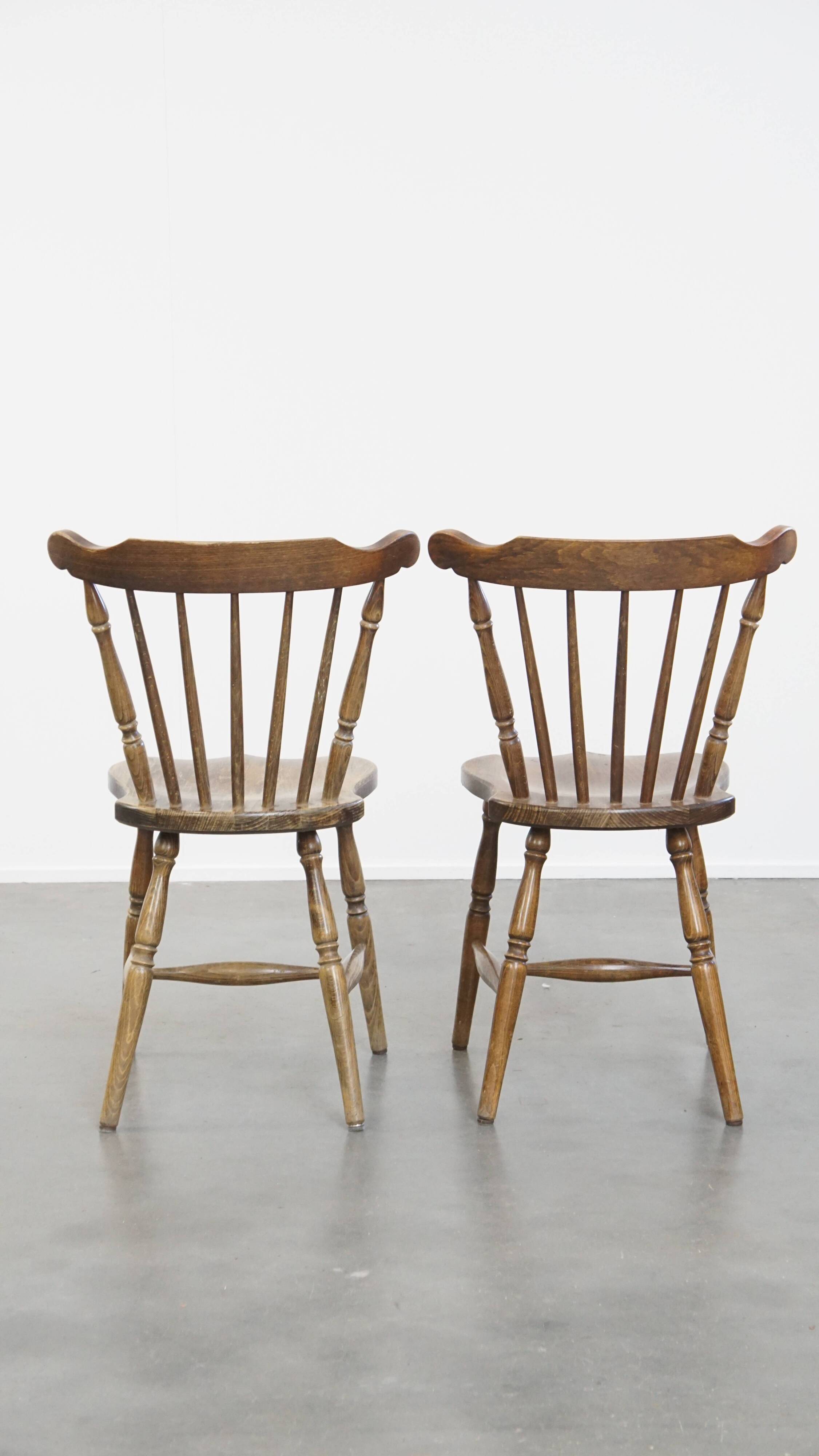 Set of 8 antique wooden spindle chairs