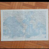 Old geographical map seas currents isobars isotherms Larousse