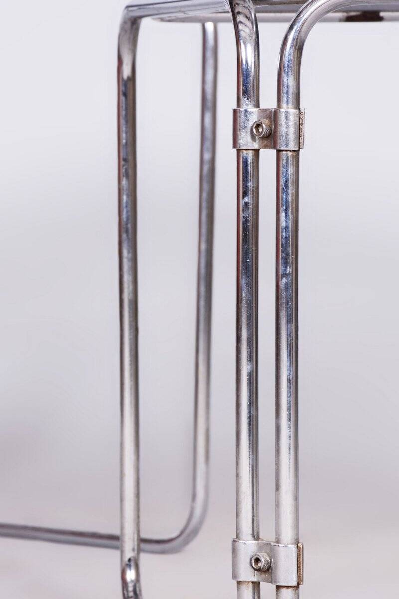 Mid-Century Nesting Tables in Chrome-Plated Steel and Glass, Czechia, 1960s, Set of 2