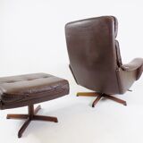 Madsen & Schubell leather armchair with ottoman for Bovenkamp