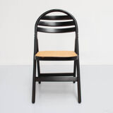 4 Vintage Wood Folding Chairs with Cane Seating