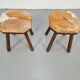 Vintage Milk Stools with Cowhide, 1950s, Set of 2