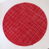 Hand-tufted Vintage Red Circular Rug by Tisca 1980's