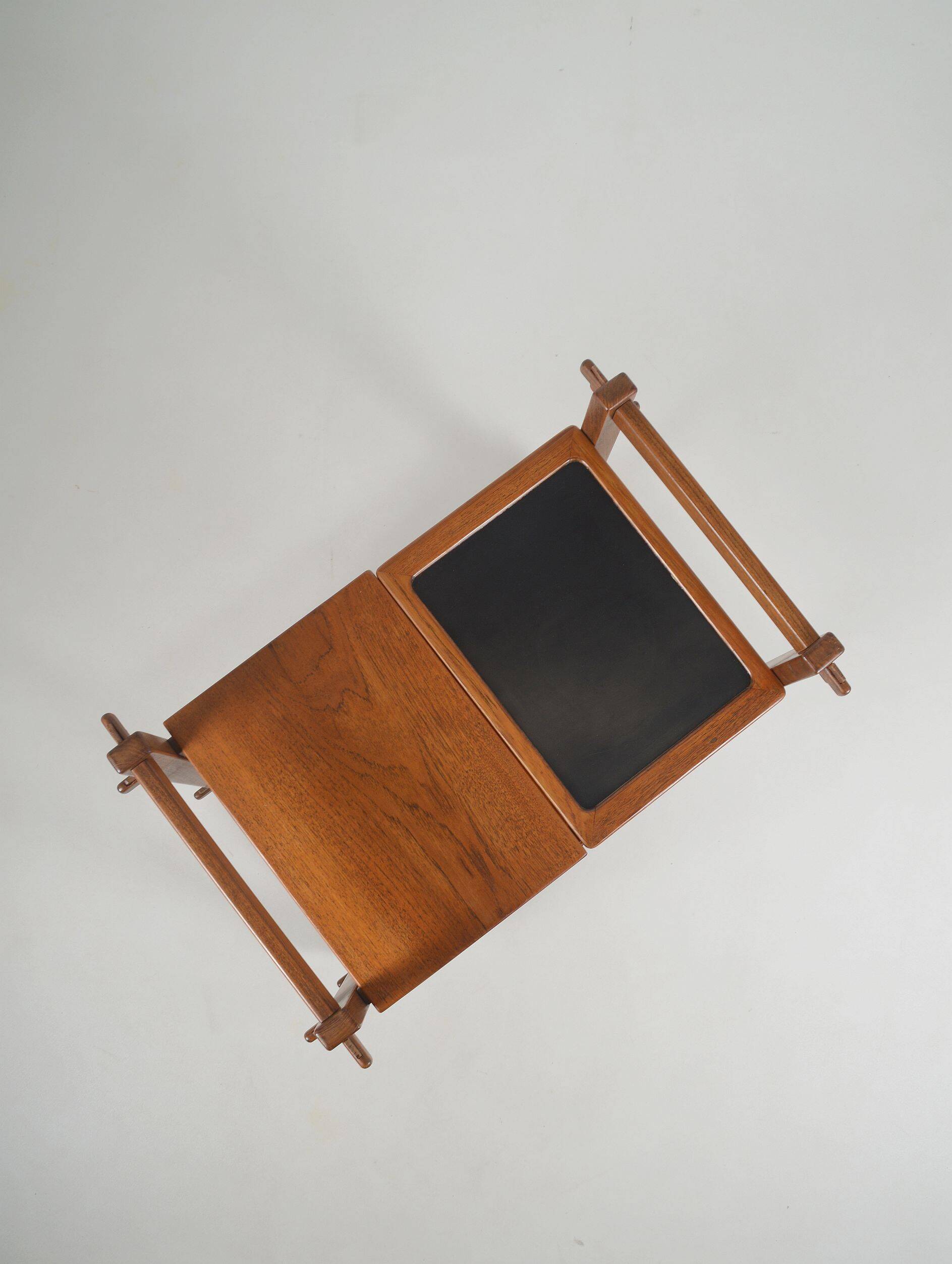 Brutalist serving trolley with interchangeable trays, 1970s