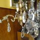 Rococo chandelier with crystal pendants, 4 lights, brass and metal 1950/1960
