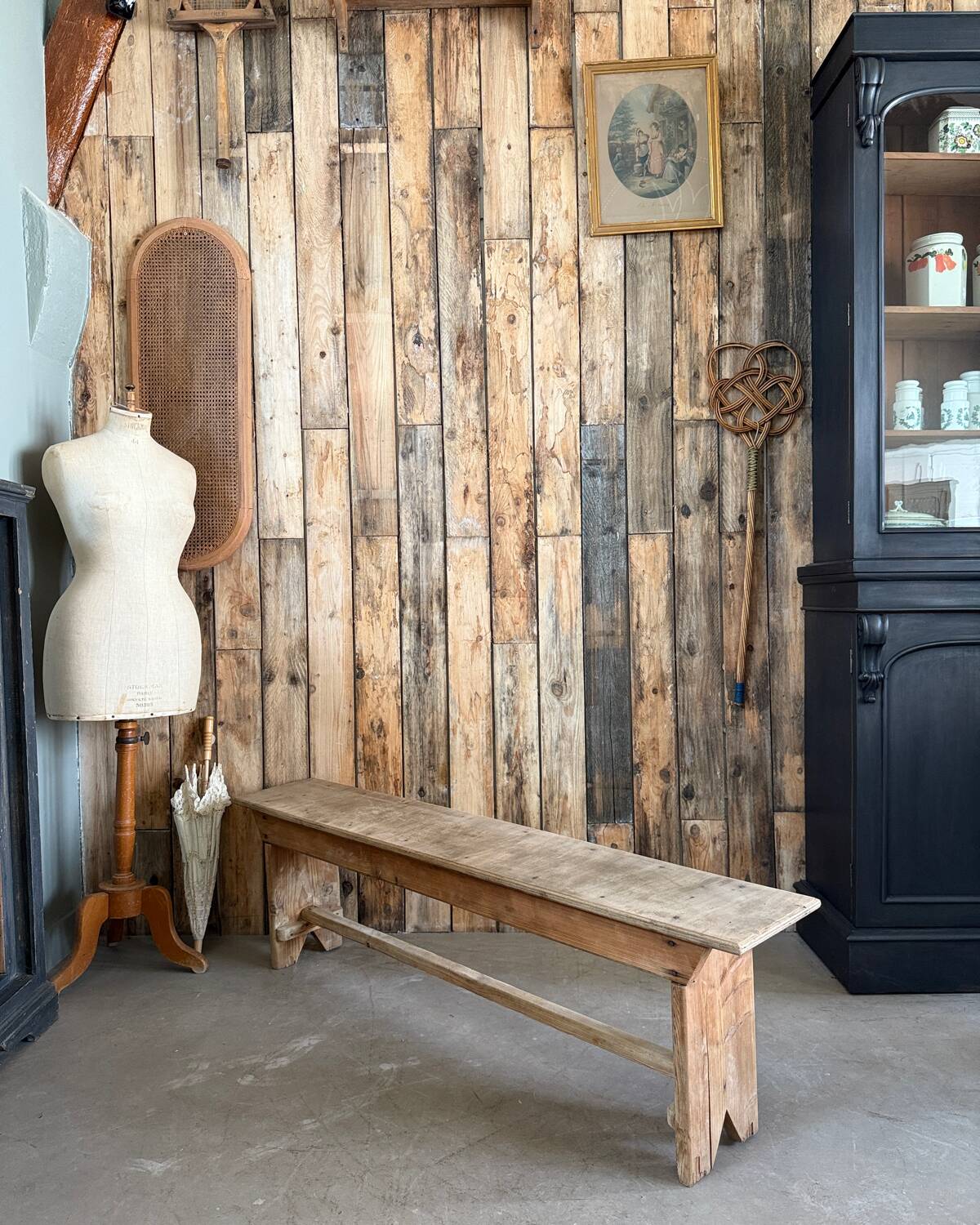 Pair of vintage farmhouse benches (refurbished)
