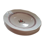 6 dessert plates. Hand painted. Sarreguemines, Armelle model.