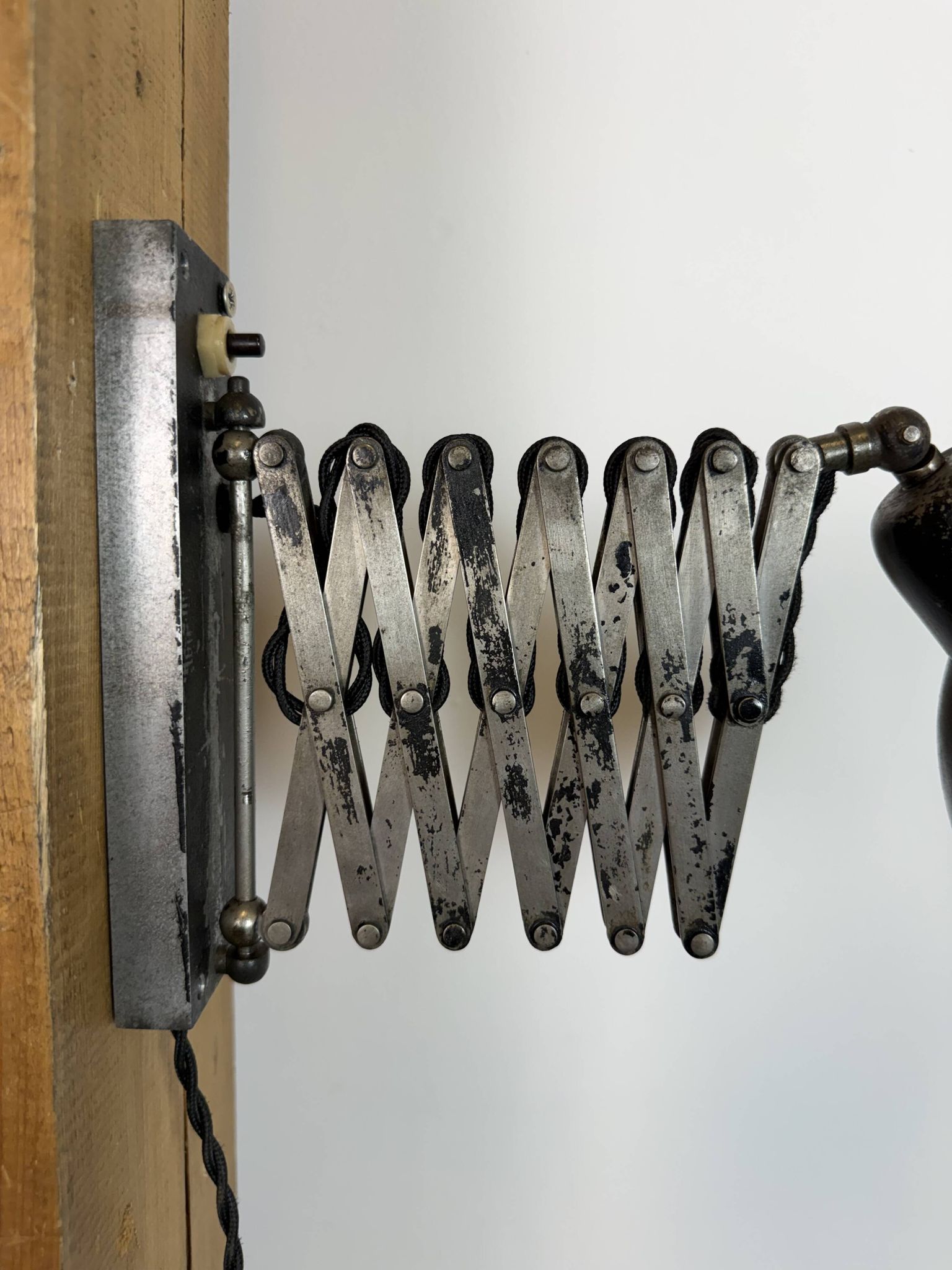 Industrial Black Scissor Wall Lamp, 1950s