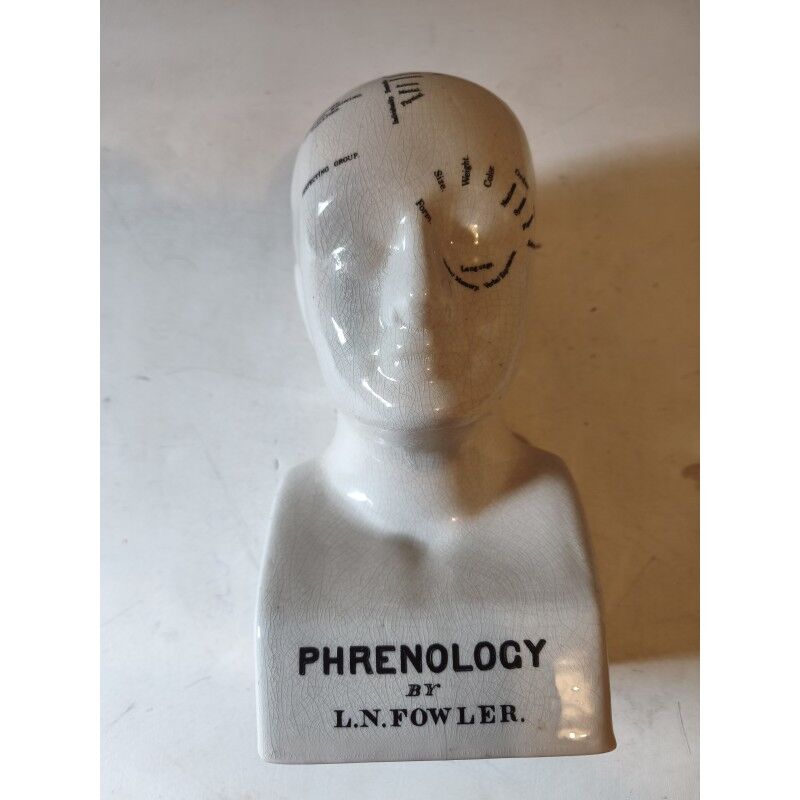 Cracked earthenware phrenology bust by Fowler