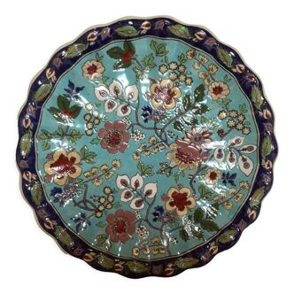 Assiette style émaux cloisonnés longwy bord dentelé