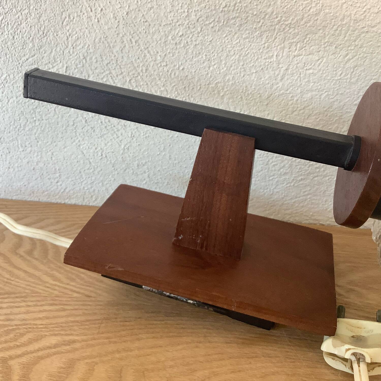 Vintage scandinavian wall lamp wood glass 1970s