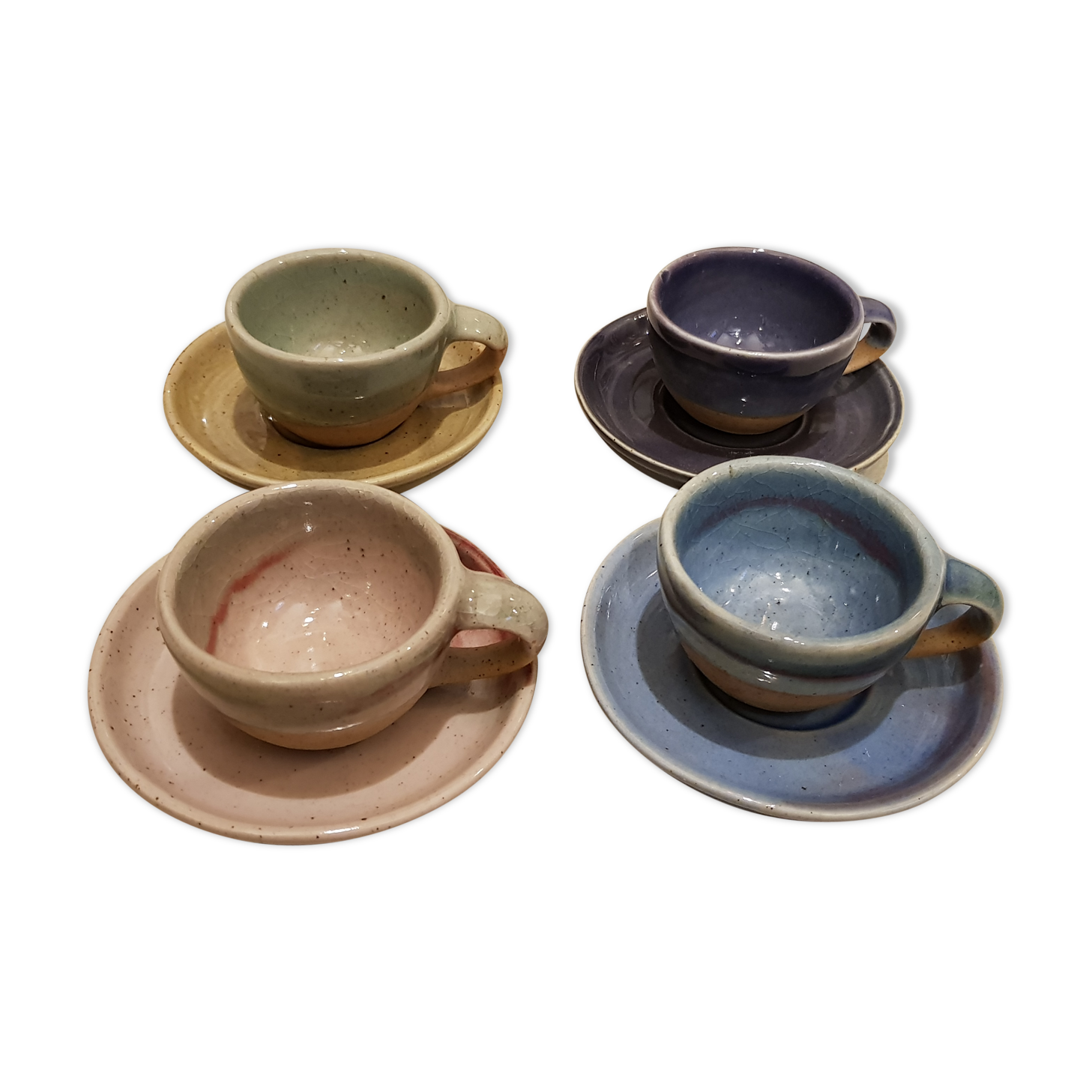 4 cups craft antique pottery