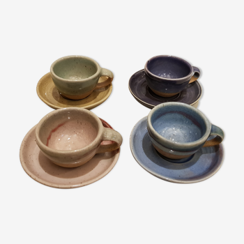 Set de 4 tasses poterie ancienne artisanale