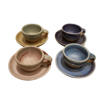 Set de 4 tasses poterie ancienne artisanale