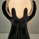 Black ceramic and opaline design hand lamp 90s
