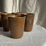 Set of 10 small stoneware mugs from Digoin.