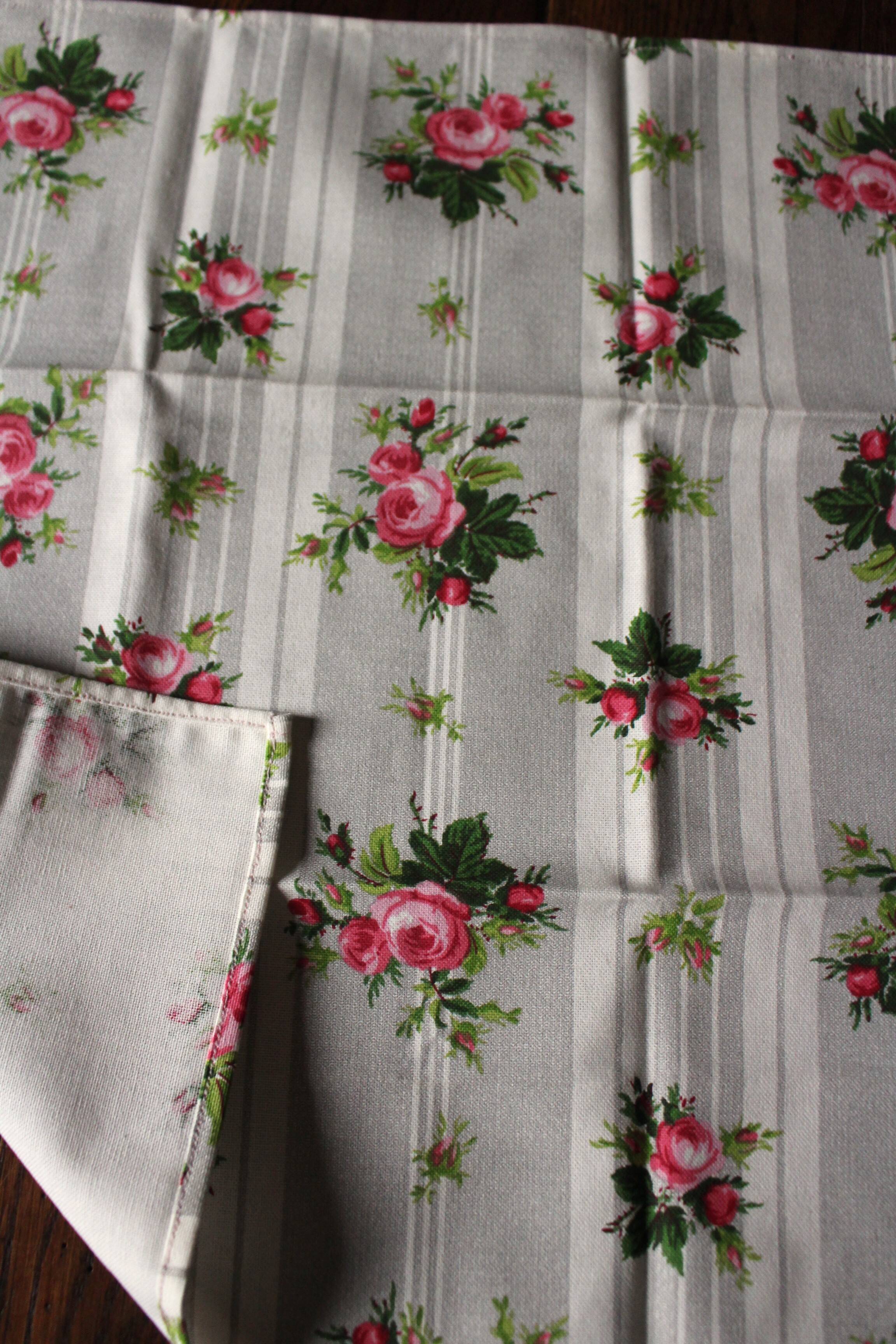 Set of 6 mismatched floral and bird napkins