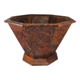 Basket or empty wooden pocket and cedar magnifying glass veneer