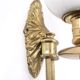 Pair of brass and opaque glass wall lights, 1950s