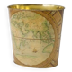 Wastepaper basket Massilly France vintage sheet metal decoration planisphere, 1960