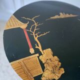 Side table, pedestal living room table, end table, round tray vintage Chinese decor