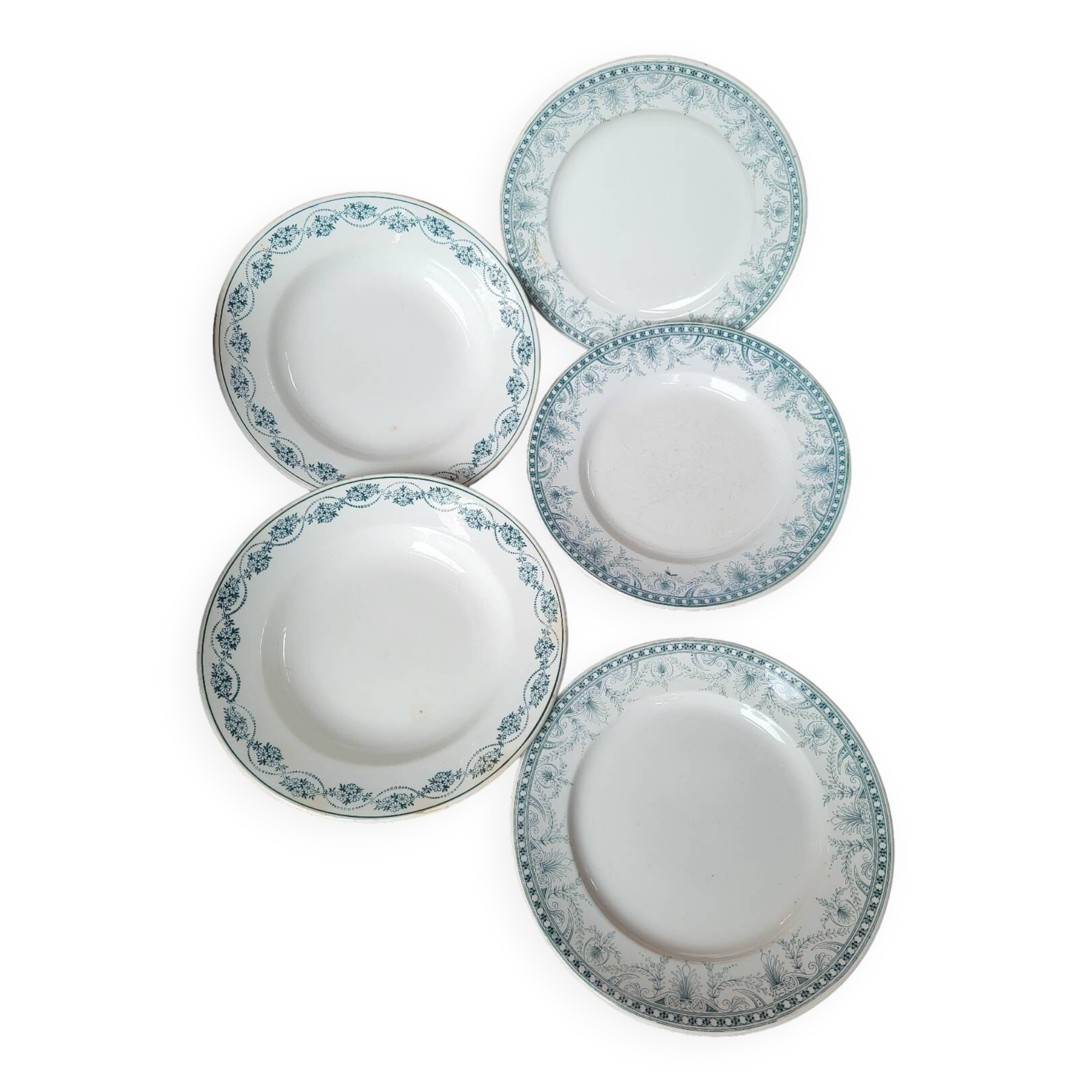 Set of 5 Terre de Fer plates 1900 Wilbur and St Amand