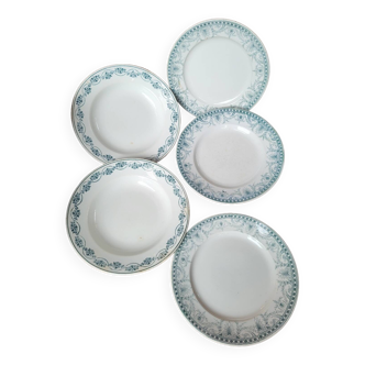 Set of 5 Terre de Fer plates 1900 Wilbur and St Amand