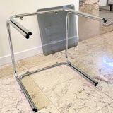 1970s coffee table glass and chrome steel