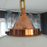 Old copper and opaline chandelier