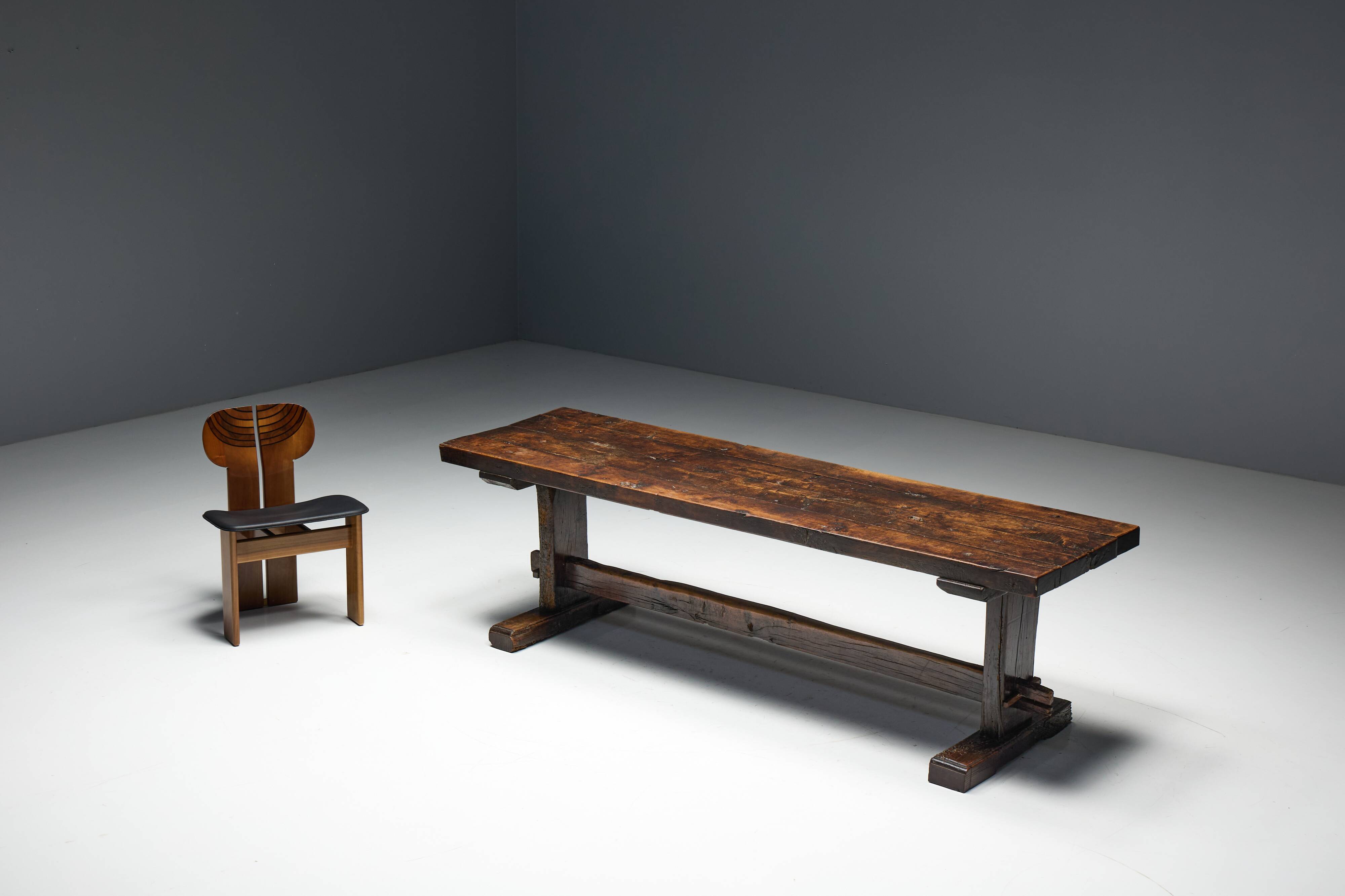 Robust Travail Populaire Farm Table, France, 19th Century